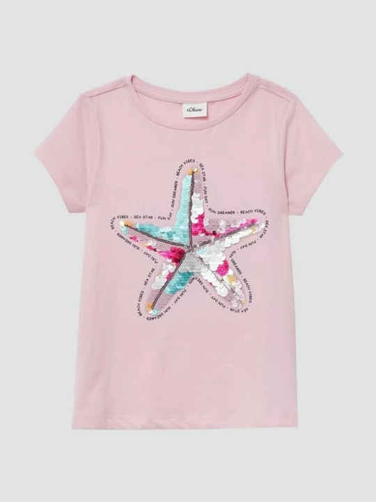 Foto van product T-shirt in A-lijn met omkeerbare pailletjes s.Oliver roze