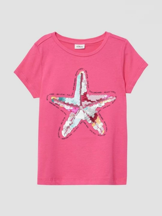 Foto van product T-shirt in A-lijn met omkeerbare pailletjes s.Oliver roze