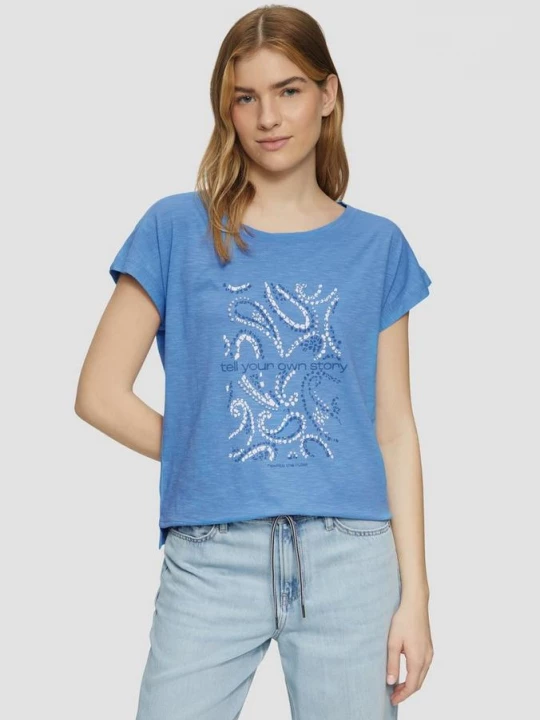 Foto van product T-shirt in een ontspannen pasvorm met artwork s.Oliver blauw
