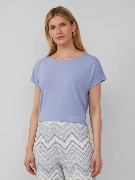 Foto van product T-shirt in een relaxed fit met glittergaren en boothals s.Oliver blauw