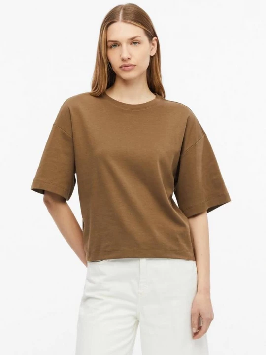 Foto van product T-shirt in interlockjersey met afgezakte schouder s.Oliver bruin