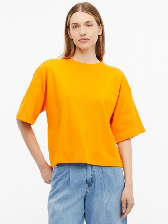 Foto van product T-shirt in interlockjersey met afgezakte schouder s.Oliver geel