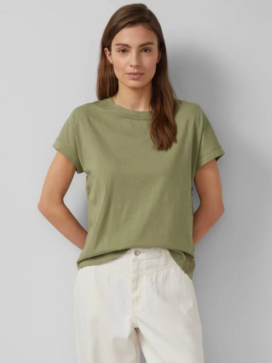 Foto van product T-shirt in stofmix met 3D-borduursel s.Oliver olijfgroen