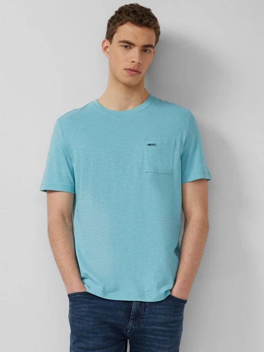 Foto van product T-shirt in vlamgarenstructuur met borstzak s.Oliver