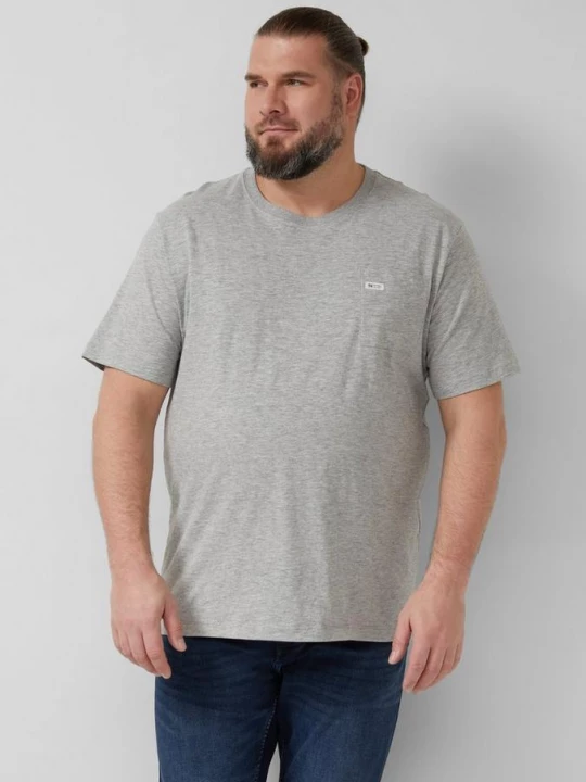 Foto van product T-shirt in vlamgarenstructuur met borstzak s.Oliver grijs