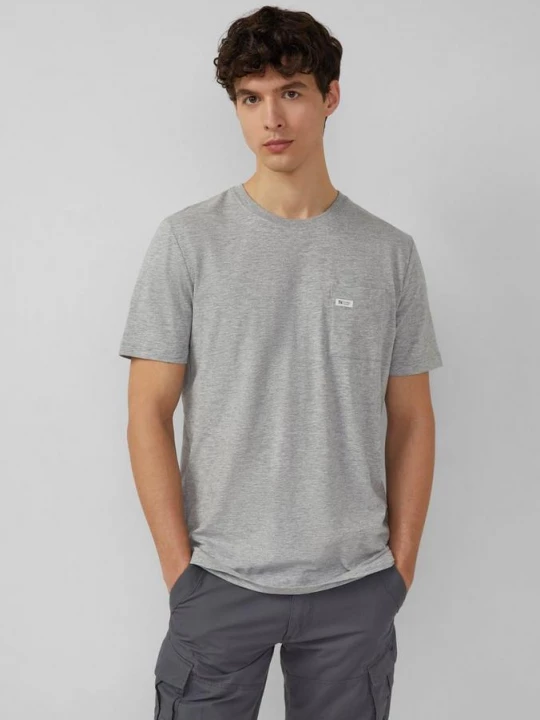 Foto van product T-shirt in vlamgarenstructuur met borstzak s.Oliver grijs