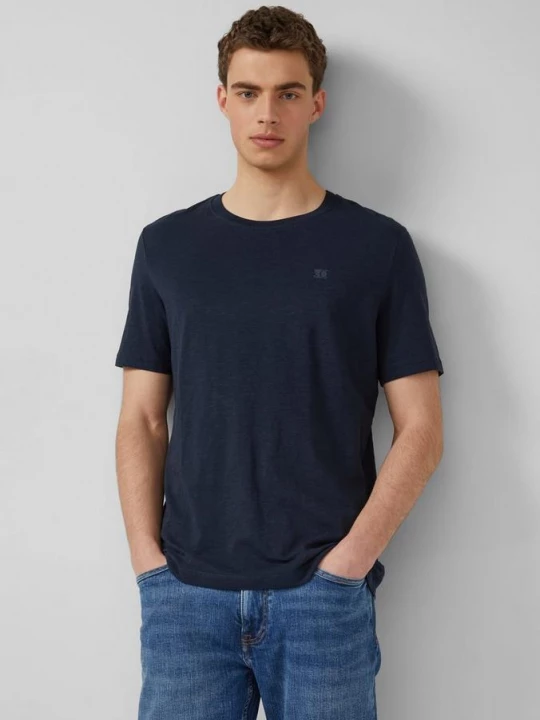 Foto van product T-shirt in vlamgarenstructuur met logodetail s.Oliver blauw
