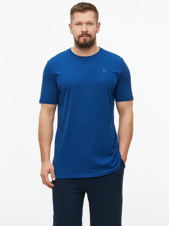 Foto van product T-shirt in vlamgarenstructuur met logodetail s.Oliver blauw