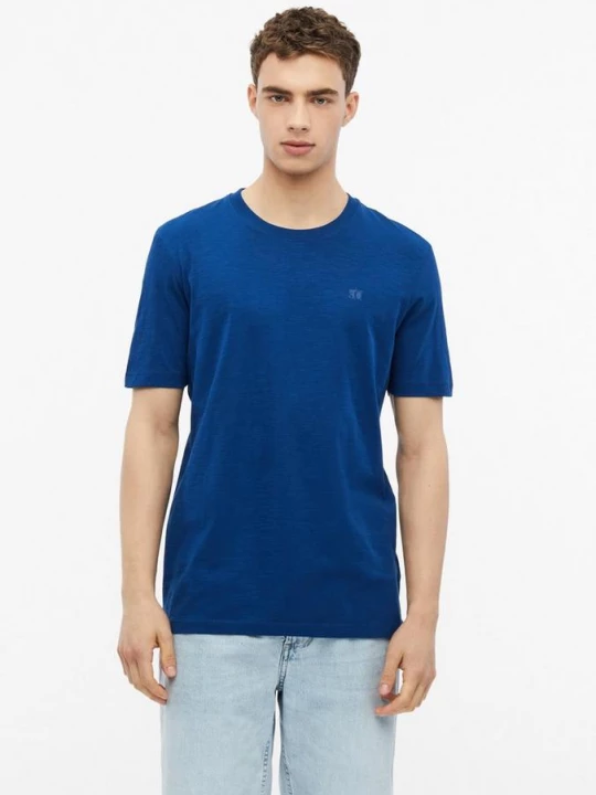 Foto van product T-shirt in vlamgarenstructuur met logodetail s.Oliver blauw