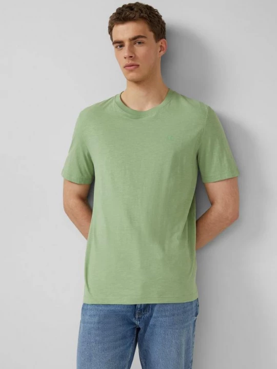 Foto van product T-shirt in vlamgarenstructuur met logodetail s.Oliver groen