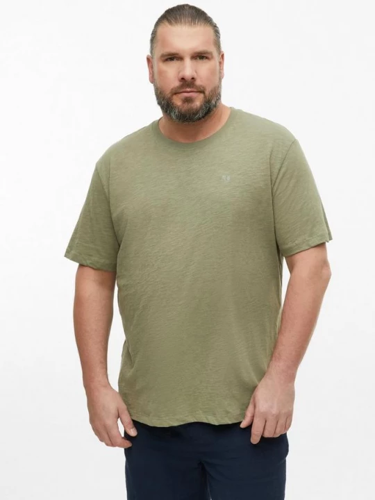 Foto van product T-shirt in vlamgarenstructuur met logodetail s.Oliver olijfgroen