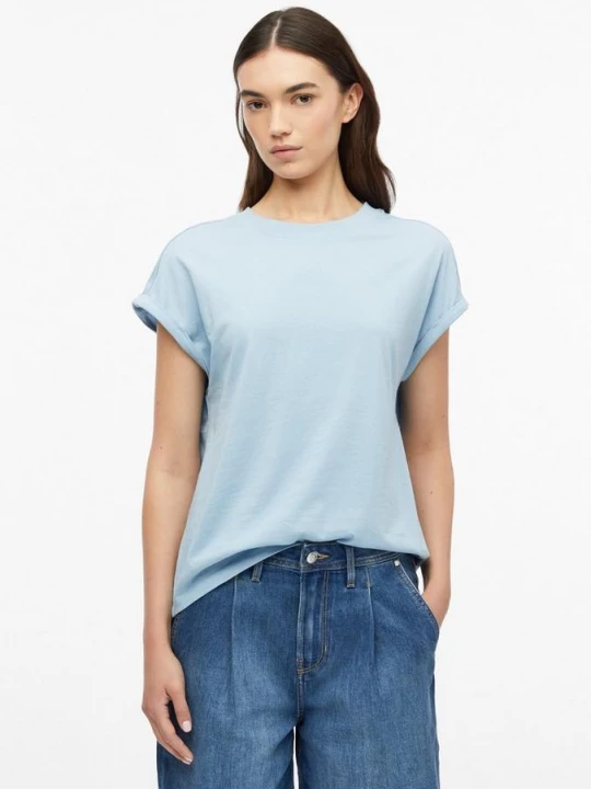 Foto van product T-shirt met afgezakte schouders en omgeslagen zoom s.Oliver blauw