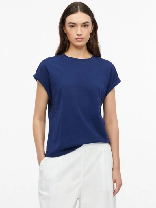 Foto van product T-shirt met afgezakte schouders en omgeslagen zoom s.Oliver blauw