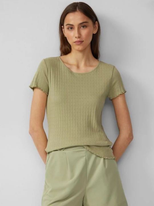 Foto van product T-shirt met ajourmotief QS olijfgroen