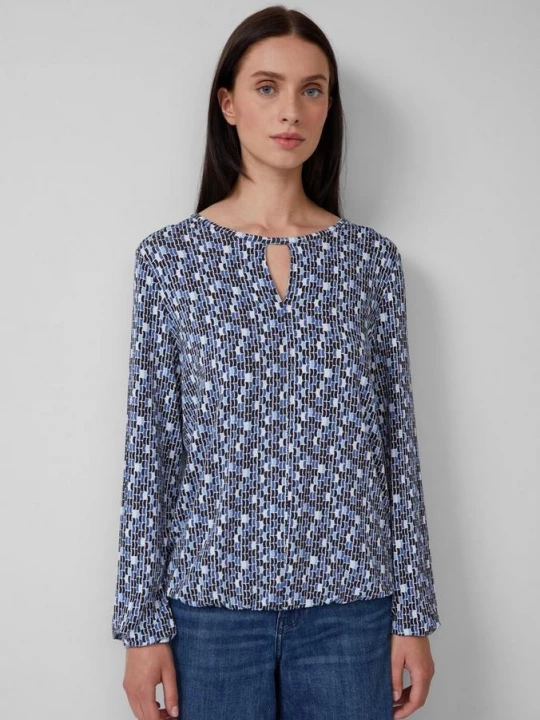 Foto van product T-shirt met all-over print en elastische boorden s.Oliver blauw