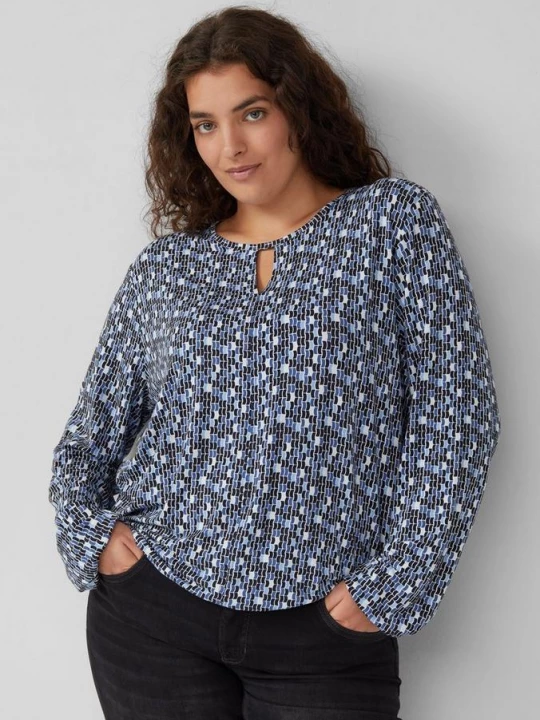 Foto van product T-shirt met all-over print en elastische boorden s.Oliver blauw
