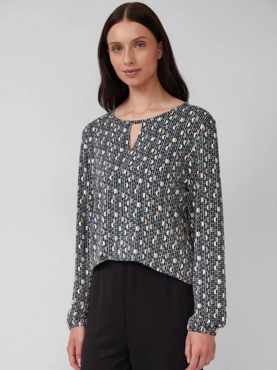 Foto van product T-shirt met all-over print en elastische boorden s.Oliver petrol
