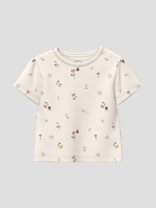 Foto van product T-shirt met all-over print en pofmouwen s.Oliver crème