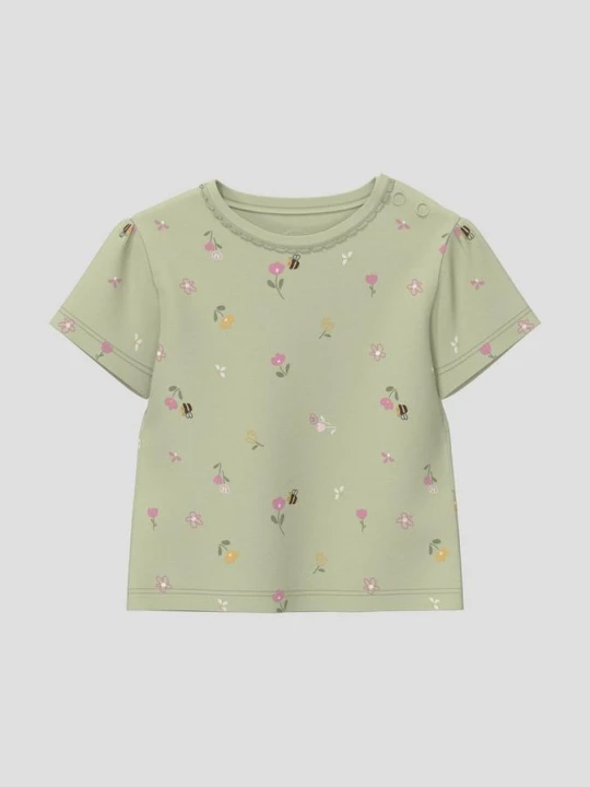 Foto van product T-shirt met all-over print en pofmouwen s.Oliver groen