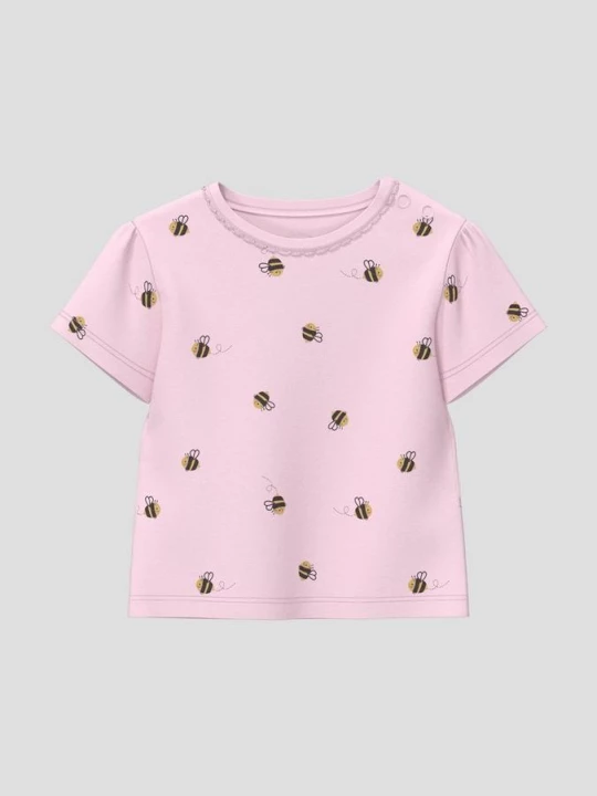 Foto van product T-shirt met all-over print en pofmouwen s.Oliver roze