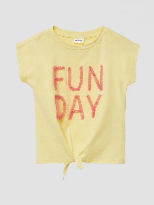 Foto van product T-shirt met applicatie en geknoopt detail s.Oliver geel