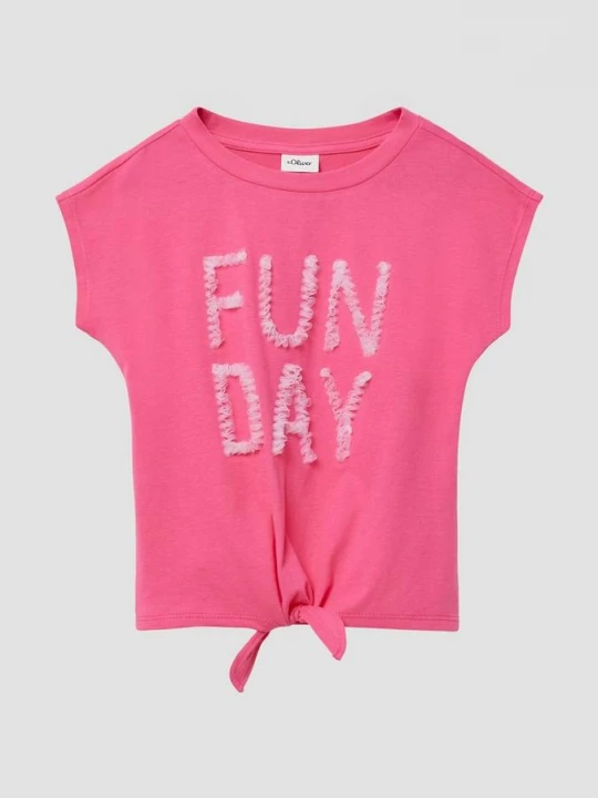 Foto van product T-shirt met applicatie en geknoopt detail s.Oliver roze