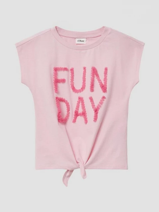 Foto van product T-shirt met applicatie en geknoopt detail s.Oliver roze