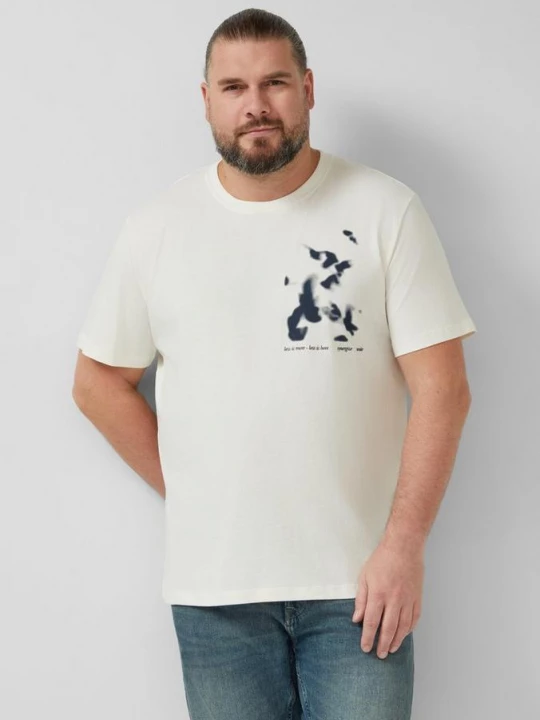 Foto van product T-shirt met artwork print s.Oliver crème