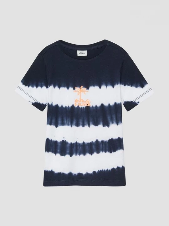 Foto van product T-shirt met batikeffect en print s.Oliver blauw