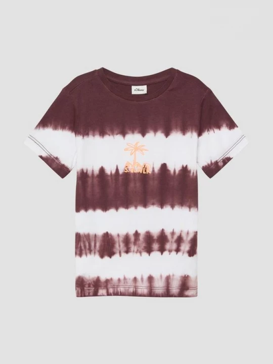 Foto van product T-shirt met batikeffect en print s.Oliver rood