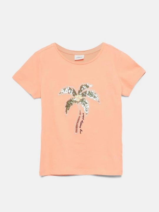 Foto van product T-shirt met borduursel en pailletten in een losse pasvorm s.Oliver