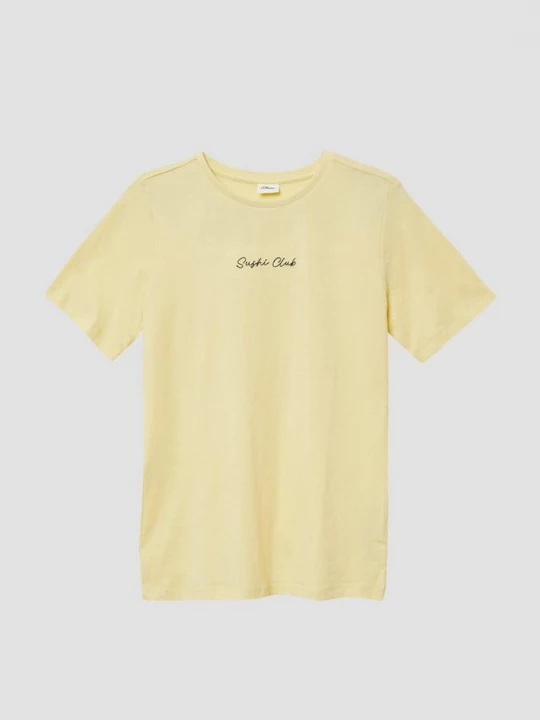 Foto van product T-shirt met borduursel en print op de achterkant s.Oliver geel