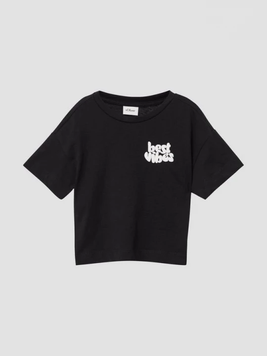 Foto van product T-shirt met boxy model en print op de voorkant s.Oliver zwart