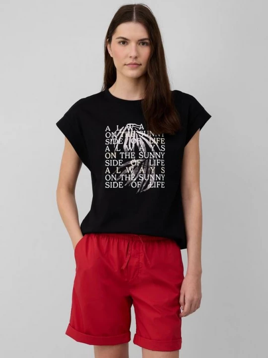 Foto van product T-shirt met een relaxed fit en folieprint s.Oliver zwart