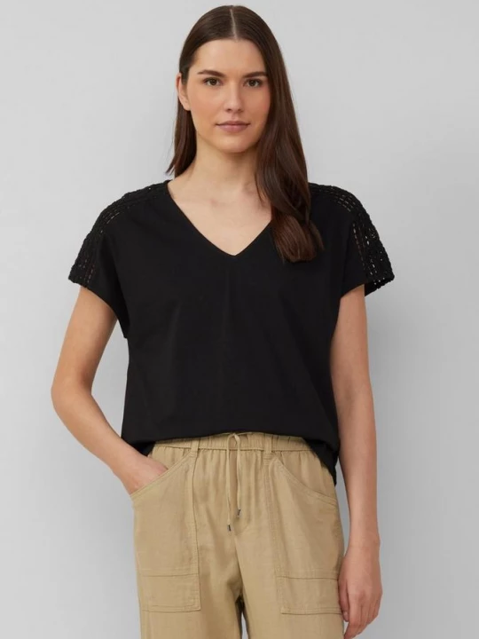 Foto van product T-shirt met een relaxed fit en gehaakte kant s.Oliver zwart