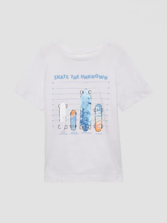 Foto van product T-shirt met frontprint en omkeerbare pailletten s.Oliver wit