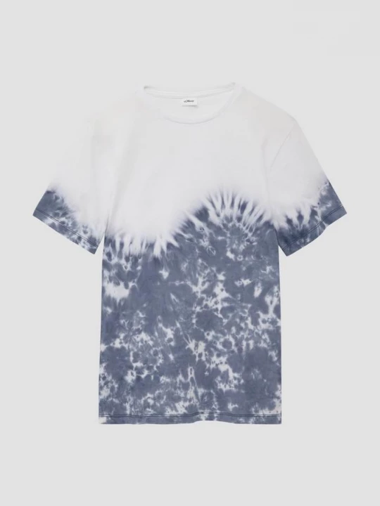 Foto van product T-shirt met gebatikt motief en oversized schouders s.Oliver blauw