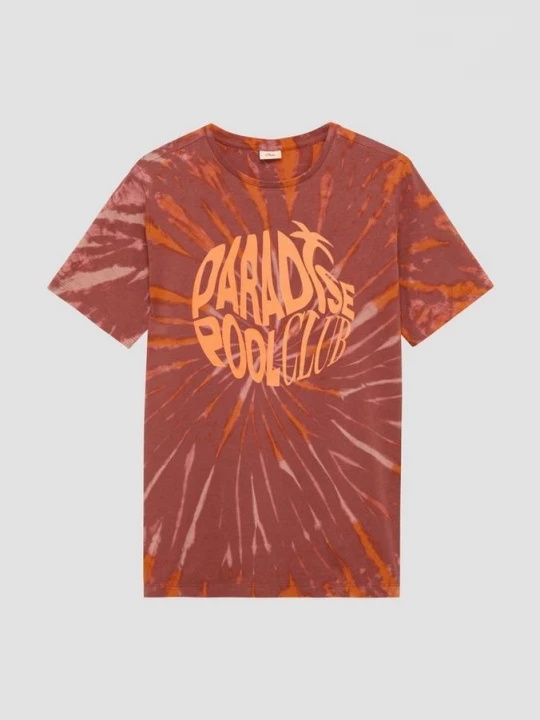 Foto van product T-shirt met gebatikt motief en print op de voorkant s.Oliver rood