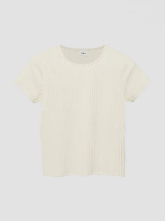 Foto van product T-shirt met geribbelde textuur s.Oliver crème