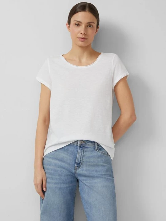 Foto van product T-shirt met gerolde randen en vlamgarenstructuur s.Oliver wit