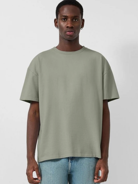 Foto van product T-shirt met gewassen opdruk QS olijfgroen