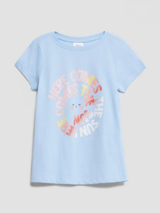 Foto van product T-shirt met glitterprint s.Oliver blauw
