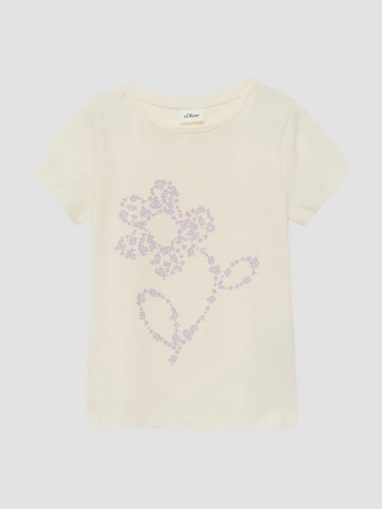 Foto van product T-shirt met glitterprint s.Oliver crème