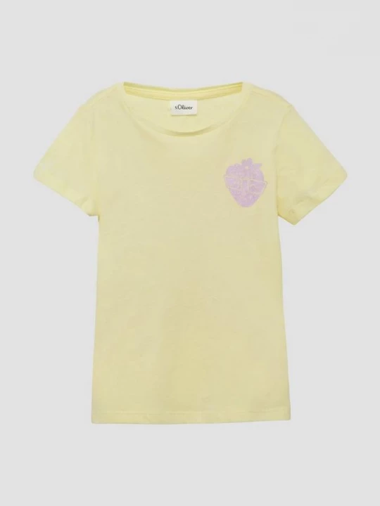 Foto van product T-shirt met glitterprint s.Oliver geel