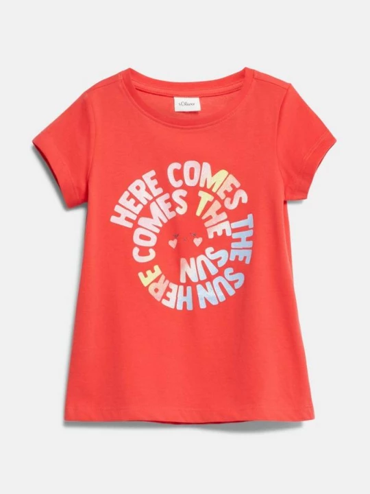 Foto van product T-shirt met glitterprint s.Oliver rood