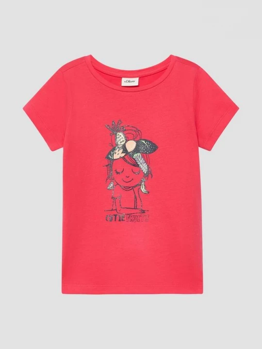 Foto van product T-shirt met glitterprint s.Oliver rood