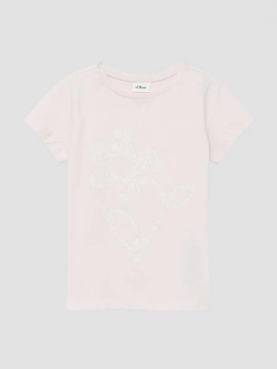 Foto van product T-shirt met glitterprint s.Oliver roze