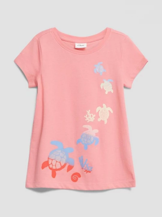 Foto van product T-shirt met glitterprint s.Oliver roze