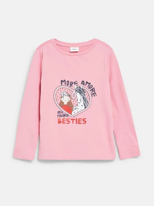 Foto van product T-shirt met glitterprint s.Oliver roze