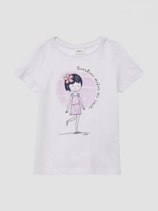 Foto van product T-shirt met glitterprint s.Oliver wit